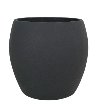 Set Tre Vasi Sferici Nero in Ossido di Magnesio, per Interni ed Esterni