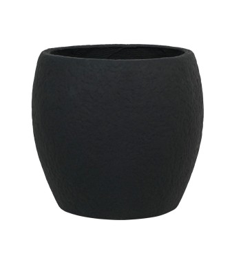 Set Tre Vasi Sferici Nero in Ossido di Magnesio, per Interni ed Esterni