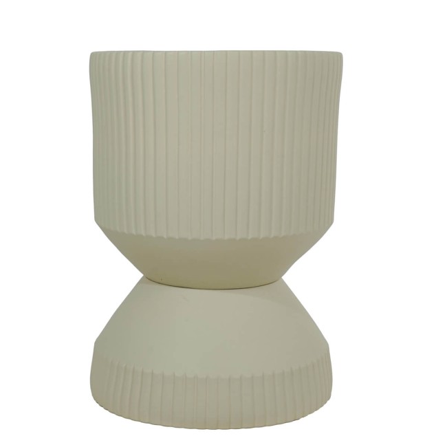 Set Due Vasi in Ossido di Magnesio Taupe, per Uso Interno ed Esterno