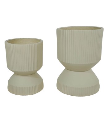 Set Due Vasi in Ossido di Magnesio Taupe, per Uso Interno ed Esterno