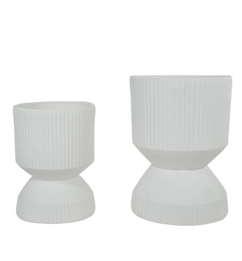 Set Due Vasi in Ossido di Magnesio Bianco, per Interni ed Esterni