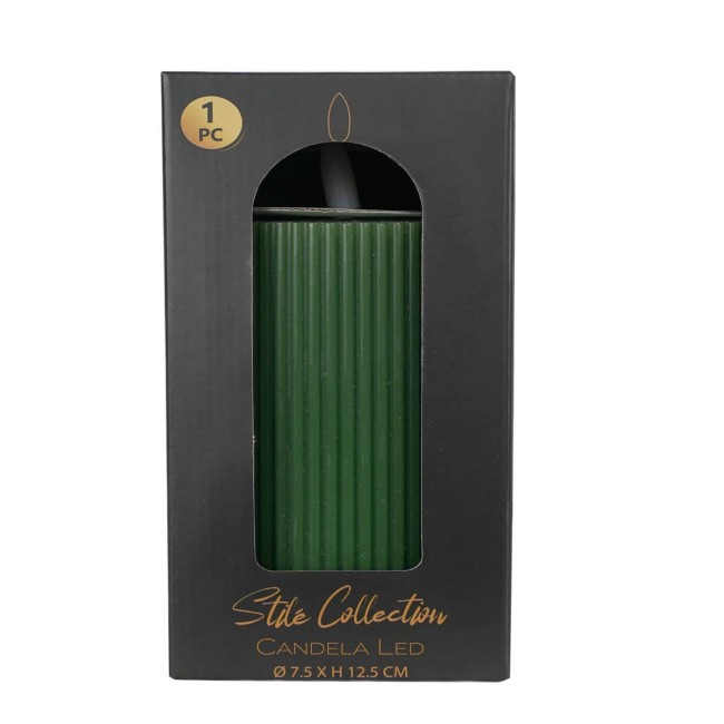 Candela Led Rigata in Cera Verde
