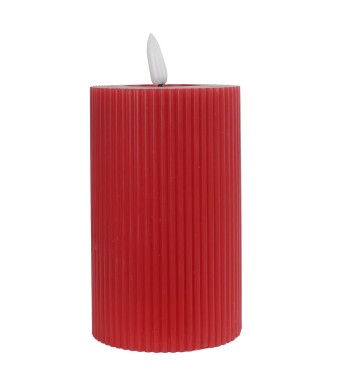 Candela Led Rigata in Cera Rossa