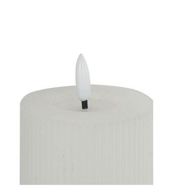 Candela Led Bianca in Cera Rigata