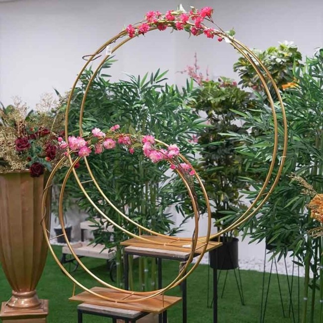 Set 2 Strutture Multifunzionali Tonde Oro