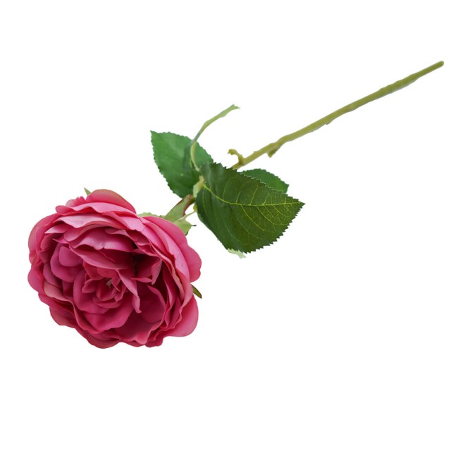 Rosa Schiusa Artificiale con Stelo e Foglie H.50 cm