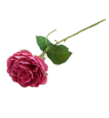 Rosa Schiusa Artificiale con Stelo e Foglie H.50 cm