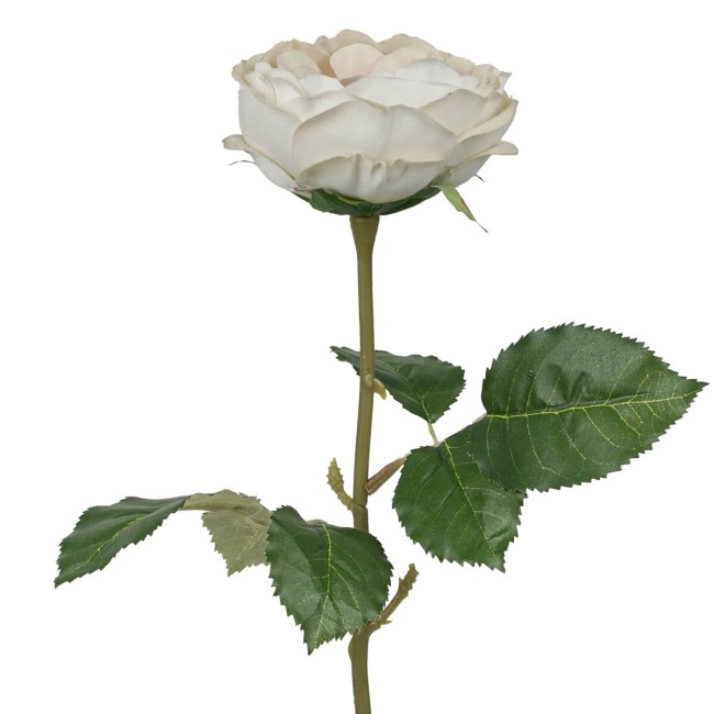 Rosa Schiusa Artificiale con Stelo e Foglie H.50 cm