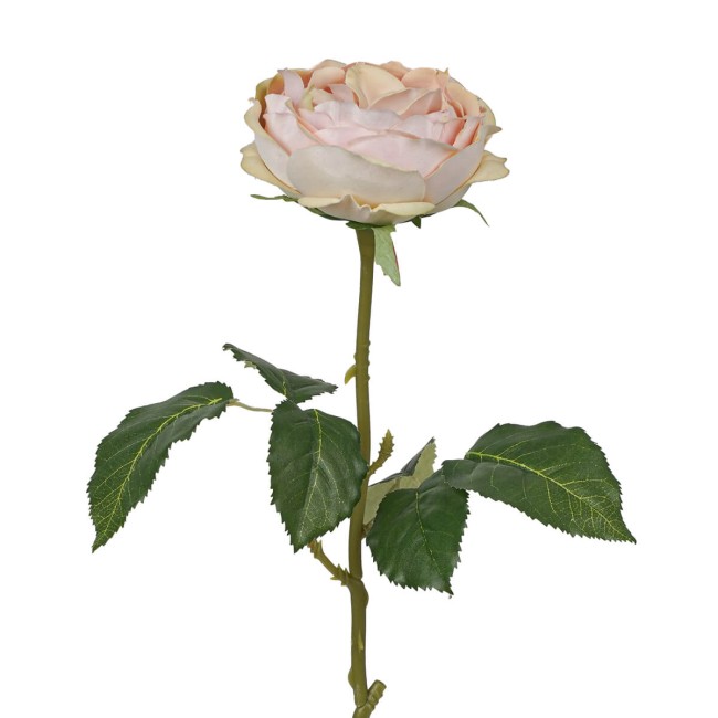 Rosa Schiusa Artificiale con Stelo e Foglie H.50 cm