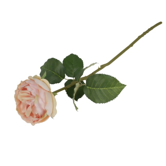 Rosa Schiusa Artificiale con Stelo e Foglie H.50 cm