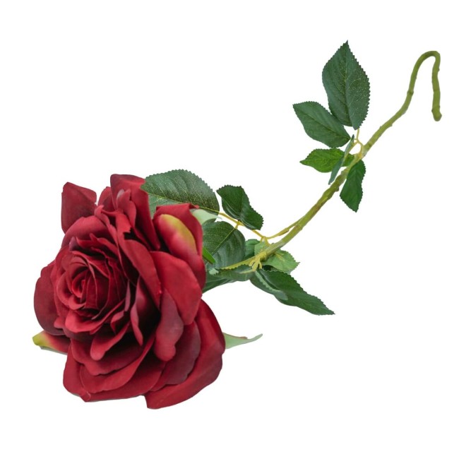 Rosa con Stelo e Foglie Artificiale H.84 cm