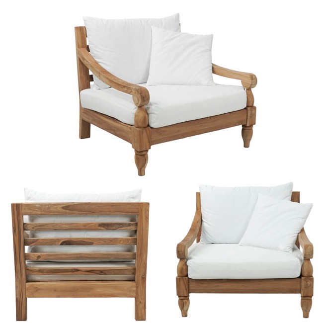 Set Divano da Giardino in Teak, 2 Colori - Jakarta