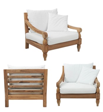 Set Divano da Giardino in Teak, 2 Colori - Jakarta Set Divano da Giardino in Teak, 2 Colori - Jakarta