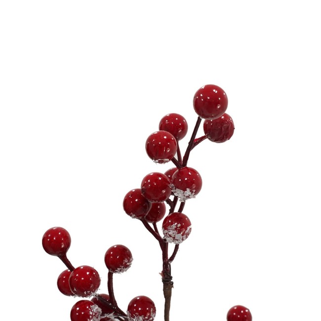 Ramo Innevato con Bacche Rosse e Pigne L.81 cm