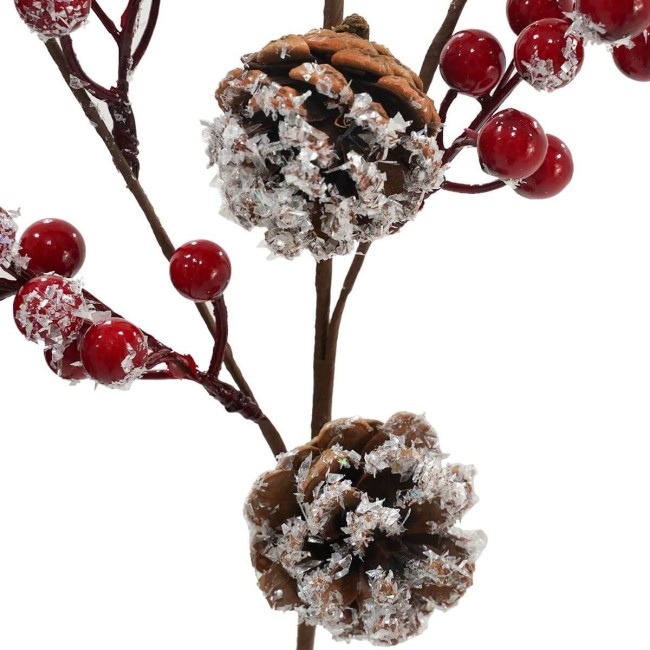 Ramo Innevato con Bacche Rosse e Pigne L.81 cm