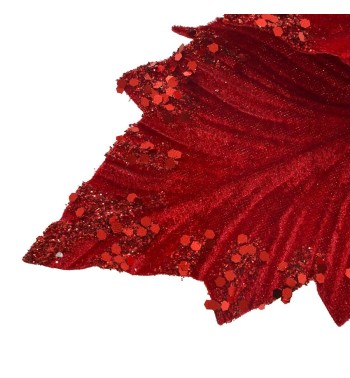 Fiore in Velluto Rosso con Glitter H.30 cm