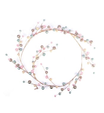 Tralcio Natalizio con Perline Colorate L.142 cm