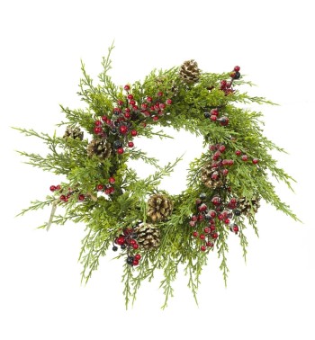 Ghirlanda Natalizia con Pigne e Bacche Rosse D.55 cm Ghirlanda Natalizia con Pigne e Bacche Rosse D.55 cm