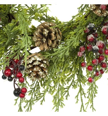 Ghirlanda Natalizia con Pigne e Bacche Rosse D.55 cm Ghirlanda Natalizia con Pigne e Bacche Rosse D.55 cm