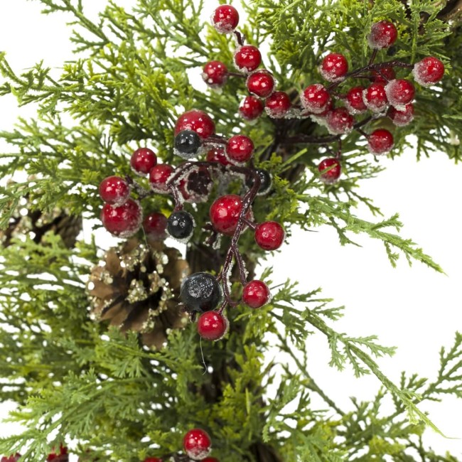 Ghirlanda Natalizia con Pigne e Bacche Rosse D.55 cm