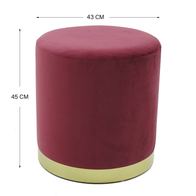 Pouf Poggiapiedi in Velluto Rotondo in 5 Colori