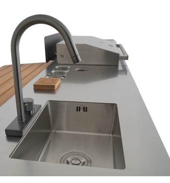 Cucina da Giardino in Acciaio e Teak - Stoccolma