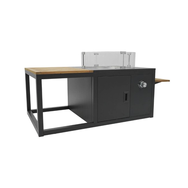 Stufa da Esterno a Gas GPL con Tavolo Integrato in Teak - Helsinki