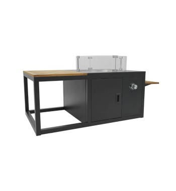 Stufa da Esterno a Gas GPL con Tavolo Integrato in Teak - Helsinki