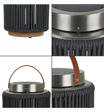 Lampada da Esterno Ricaricabile in Acciaio e Teak