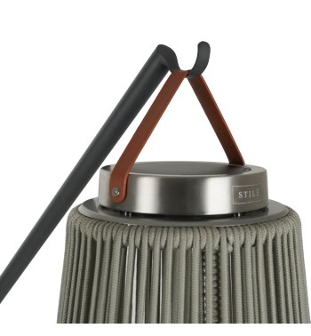 Stand Porta Lampada da Esterno in Acciaio e Base in Teak