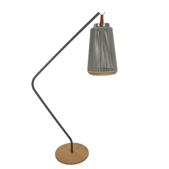 Stand Porta Lampada da Esterno in Acciaio e Base in Teak