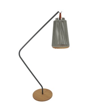 Stand Porta Lampada da Esterno in Acciaio e Base in Teak