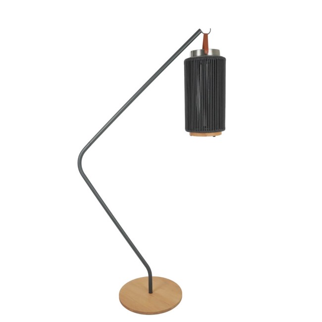 Stand Porta Lampada da Esterno in Acciaio e Base in Teak