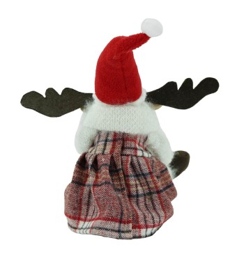 Renna Natalizia Seduta Maschio o Femmina con Abito a Quadri H.45 cm