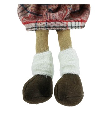 Renna Natalizia Seduta Maschio o Femmina con Abito a Quadri H.45 cm