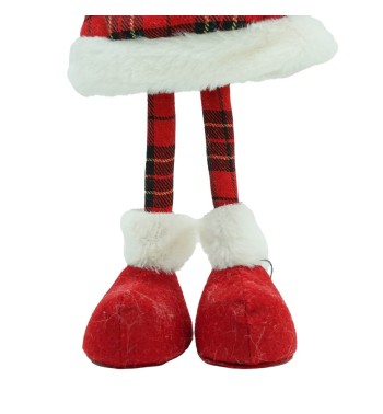 Fatina Natalizia in Piedi con Abito a Quadri Rosso 2 Misure