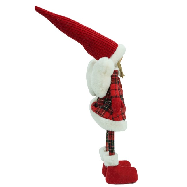 Fatina Natalizia in Piedi con Abito a Quadri Rosso 2 Misure