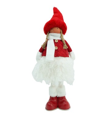 Bambolina Natalizia con Abito Bianco e Rosso H.49 cm 2 Modelli Bambolina Natalizia con Abito Bianco e Rosso H.49 cm 2 Modelli