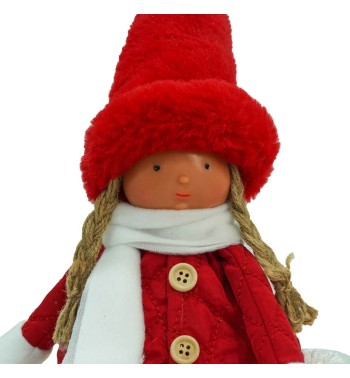 Bambolina Natalizia con Abito Bianco e Rosso H.51 cm 2 Modelli Bambolina Natalizia con Abito Bianco e Rosso H.51 cm 2 Modelli