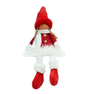 Bambolina Natalizia con Abito Bianco e Rosso H.51 cm 2 Modelli Bambolina Natalizia con Abito Bianco e Rosso H.51 cm 2 Modelli