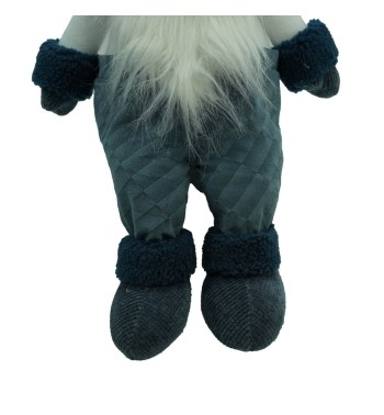 Gnomo di Natale con Abito Blu e Bianco Seduto H.66 cm