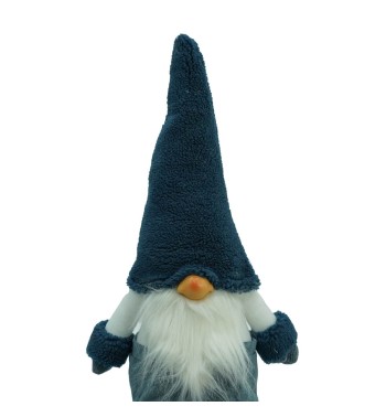 Gnomo di Natale con Abito Blu e Bianco Seduto H.66 cm