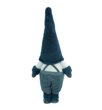 Gnomo Natalizio in Piedi con Abito Bianco e Blu H.76 cm