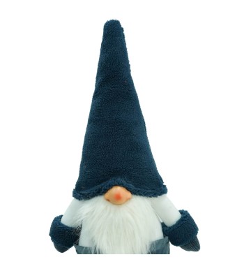 Gnomo Natalizio in Piedi con Abito Bianco e Blu H.76 cm