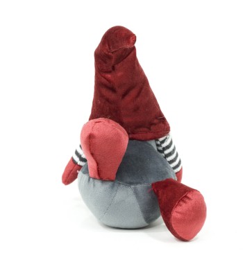 Gnomo Natalizio Sdraiato in Velluto Rosso e Grigio H.26 cm