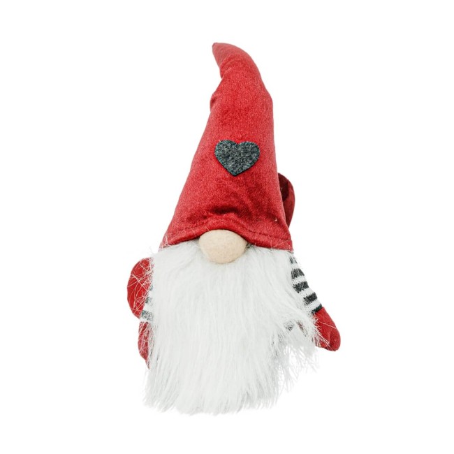 Gnomo Natalizio Sdraiato in Velluto Rosso e Grigio H.26 cm