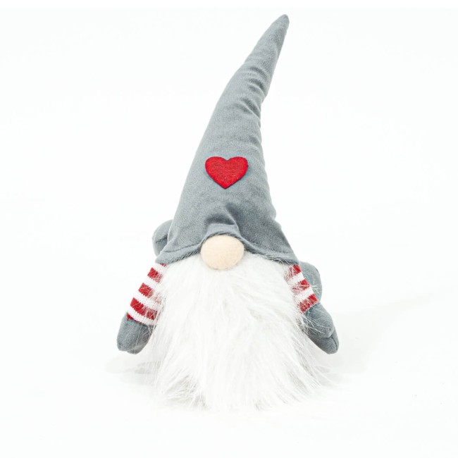 Gnomo Natalizio Sdraiato in Velluto Rosso e Grigio H.26 cm