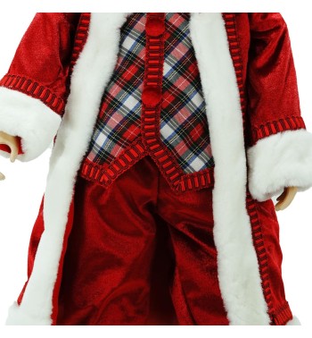Babbo Natale in Piedi con Abito Rosso e Gilet a Quadri H.60 cm