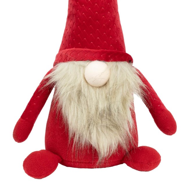 Gnomo Natalizio con Abito Rosso e Barba Beige 2 Misure