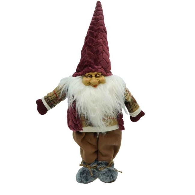 Gnomo Natalizio in Tessuto e Velluto H.66 cm 2 Colori